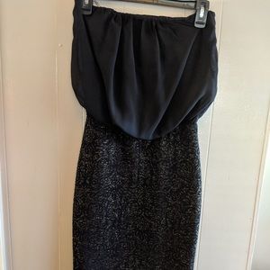 Women’s strapless black and gold dress